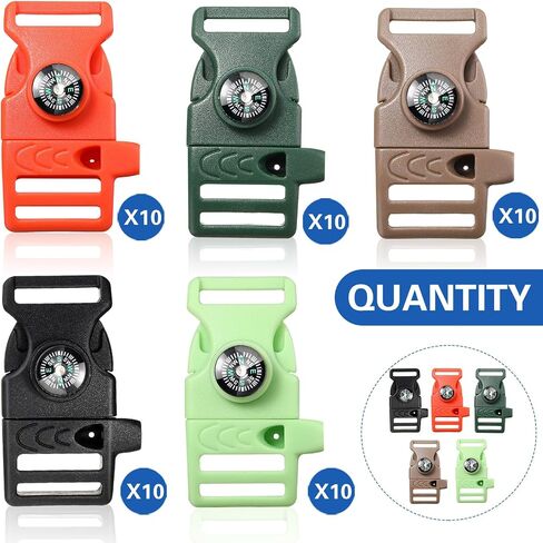 Jexine 50 Pcs Compass Buckle Clips Plastic Paracord Buckles in Kuwait