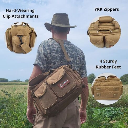 Orca Tactical Gun Range Bag for Shooting – 3+ Compact Pistol Revolver Range Bag for Handguns and Ammo – Self Standing Gun Bag – Handguns Bag with Durable Double Stitching Lockable YKK Zippers in Saudi Arabia