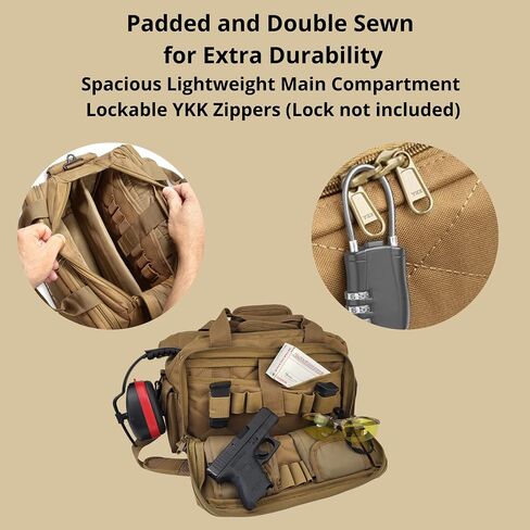 Orca Tactical Gun Range Bag for Shooting – 3+ Compact Pistol Revolver Range Bag for Handguns and Ammo – Self Standing Gun Bag – Handguns Bag with Durable Double Stitching Lockable YKK Zippers in Saudi Arabia