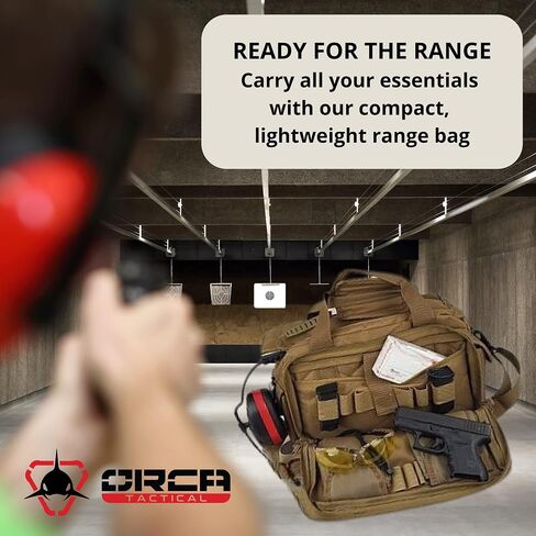 Orca Tactical Gun Range Bag for Shooting – 3+ Compact Pistol Revolver Range Bag for Handguns and Ammo – Self Standing Gun Bag – Handguns Bag with Durable Double Stitching Lockable YKK Zippers in Saudi Arabia