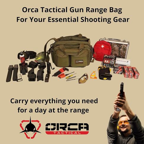 Orca Tactical Gun Range Bag – Compact Pistol Revolver Range Bag for Handguns and Ammo – Self Standing Gun Bag – Handgun Bag with Durable Double Stitching Lockable YKK Zippers in Kuwait