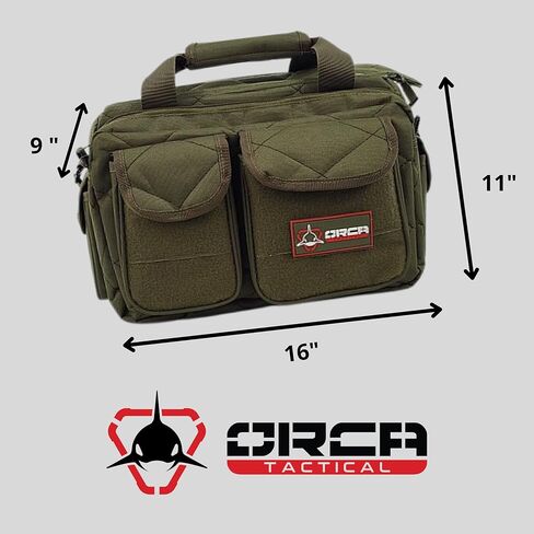 Orca Tactical Gun Range Bag – Compact Pistol Revolver Range Bag for Handguns and Ammo – Self Standing Gun Bag – Handgun Bag with Durable Double Stitching Lockable YKK Zippers in Kuwait