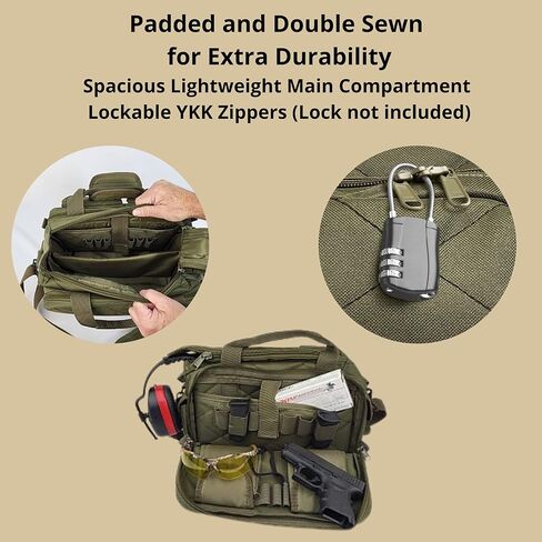 Orca Tactical Gun Range Bag – Compact Pistol Revolver Range Bag for Handguns and Ammo – Self Standing Gun Bag – Handgun Bag with Durable Double Stitching Lockable YKK Zippers in Kuwait