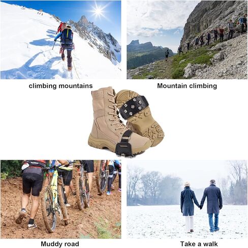 مرابط الجليد للأحذية والأحذية طويلة الرقبة، مقابض أحذية الثلج الجر، أحذية مضادة للانزلاق ذات 7 نقاط مدببة لأحذية المشي لمسافات طويلة، مقابض الثلج الجليدي للمشي لمسافات طويلة الخفيفة وتسلق صيد الأسماك على الجليد والمشي والركض وتسلق الجبال in Kuwait