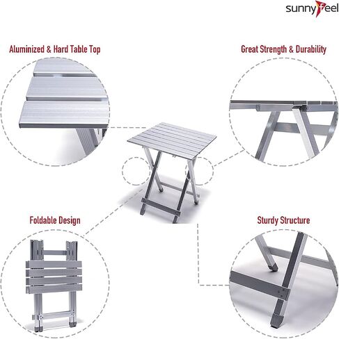 SUNNYFEEL 3 in 1 Folding Camping Table, Folding Stool, Folding Table, Footrest, Lightweight Up to 300 LBS, Easy to Carry, Portable Camp Stool for Beach, Fishing,Trip, Picnic, Lawn, Concert Outdoor in Kuwait