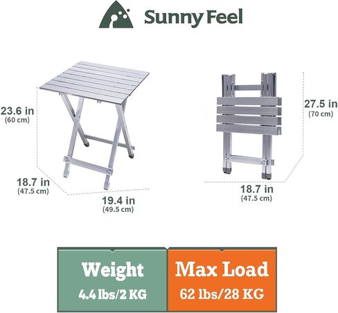 SUNNYFEEL 3 in 1 Folding Camping Table, Folding Stool, Folding Table, Footrest, Lightweight Up to 300 LBS, Easy to Carry, Portable Camp Stool for Beach, Fishing,Trip, Picnic, Lawn, Concert Outdoor in Kuwait