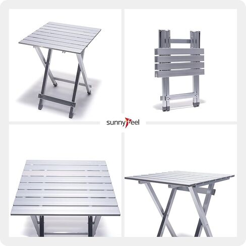 SUNNYFEEL 3 in 1 Folding Camping Table, Folding Stool, Folding Table, Footrest, Lightweight Up to 300 LBS, Easy to Carry, Portable Camp Stool for Beach, Fishing,Trip, Picnic, Lawn, Concert Outdoor in Kuwait