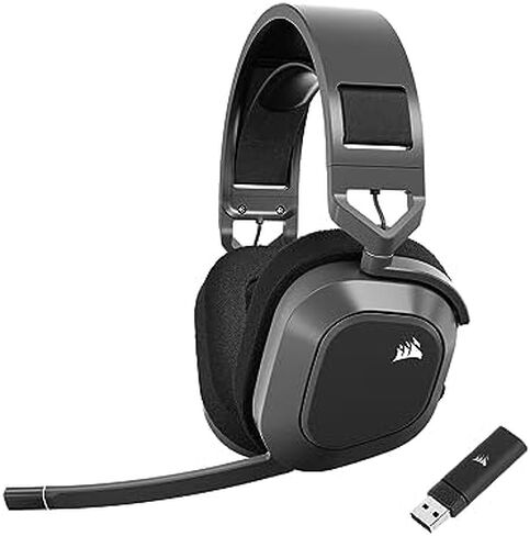 CORSAIR HS80 RGB WIRELESS Multiplatform Gaming Headset - Dolby Atmos - Lightweight Comfort Design - Broadcast Quality Microphone - iCUE Compatible - PC, Mac, PS5, PS4 - Black in Kuwait