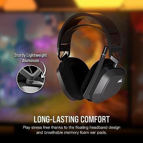 CORSAIR HS80 RGB WIRELESS Multiplatform Gaming Headset - Dolby Atmos - Lightweight Comfort Design - Broadcast Quality Microphone - iCUE Compatible - PC, Mac, PS5, PS4 - Black in Kuwait