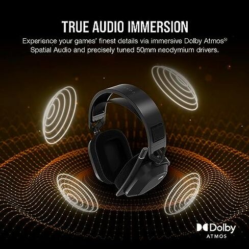 CORSAIR HS80 RGB WIRELESS Multiplatform Gaming Headset - Dolby Atmos - Lightweight Comfort Design - Broadcast Quality Microphone - iCUE Compatible - PC, Mac, PS5, PS4 - Black in Kuwait