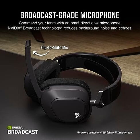 CORSAIR HS80 RGB WIRELESS Multiplatform Gaming Headset - Dolby Atmos - Lightweight Comfort Design - Broadcast Quality Microphone - iCUE Compatible - PC, Mac, PS5, PS4 - Black in Kuwait
