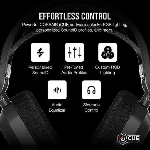 CORSAIR HS80 RGB WIRELESS Multiplatform Gaming Headset - Dolby Atmos - Lightweight Comfort Design - Broadcast Quality Microphone - iCUE Compatible - PC, Mac, PS5, PS4 - Black in Kuwait