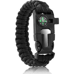 Oadnfa Bracelets,Survival Bracelets for Men Paracord Tactical 5-in-1 Camping Gear Kits,with 12-ft Detachable Parachute Rope,Fire Starter,Embedded Compass,Whistle&Emergency Multitools