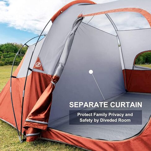 HIKERGARDEN 10 Person Camping Tent - Portable Easy Set Up Family Tent for Camp, Windproof Fabric Dome Tent Outdoor for Hiking, Backpacking, Traveling-14'x11'x74in(H) in Saudi Arabia