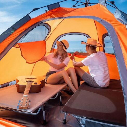 MOON LENCE Pop Up Camping Tent, 3-4 Person Automatic Instant Tent Portable Windproof for Backyard, Car Camping, Family Trips in Kuwait