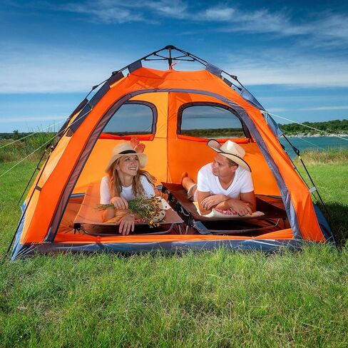 MOON LENCE Pop Up Camping Tent, 3-4 Person Automatic Instant Tent Portable Windproof for Backyard, Car Camping, Family Trips in Kuwait