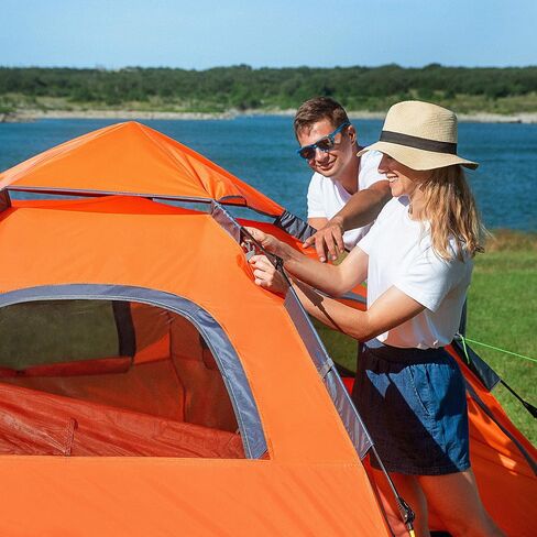 MOON LENCE Pop Up Camping Tent, 3-4 Person Automatic Instant Tent Portable Windproof for Backyard, Car Camping, Family Trips in Kuwait