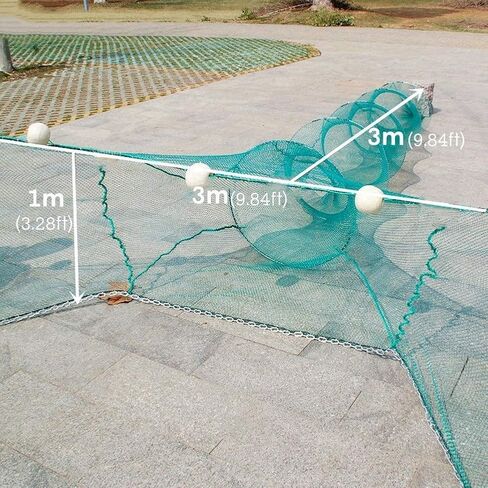 Lawaia Crawfish Trap Fish Trap Fishing Net Collapsible Crab Trap/Portable Minnow Trap Folded Cast Net with Float and Chain for Shrimp,Lobster,Crab(3m) in Kuwait