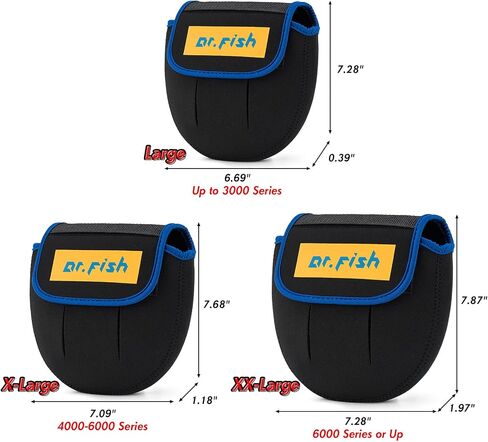 Dr.Fish Spinning Reel Cover, Fits 1000-3000, with 2 Round Baitcast Reel Cover Neoprene Fishing Reel Bag with Handle Slot, Spinning Reel Storage Case Pouch Reel Accessories in Saudi Arabia