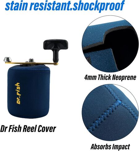 Dr.Fish Spinning Reel Cover, Fits 1000-3000, with 2 Round Baitcast Reel Cover Neoprene Fishing Reel Bag with Handle Slot, Spinning Reel Storage Case Pouch Reel Accessories in Saudi Arabia