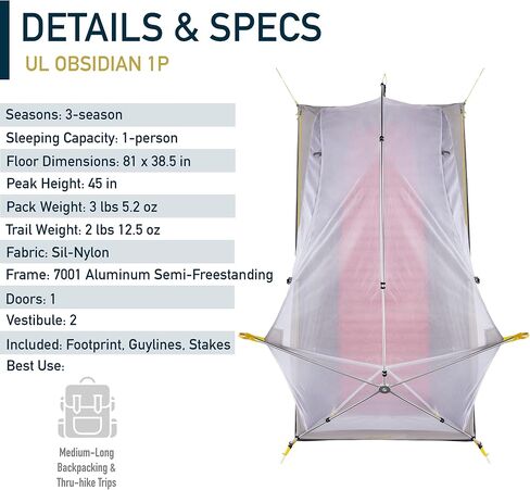 Featherstone Backpacking Tents for Camping & Hiking 1-2 Person | Lightweight, Waterproof, 3-Season, Compact, Dual-Layer - Includes Footprint, Stakes, Repair Splint, & Mesh Gear Loft in Saudi Arabia