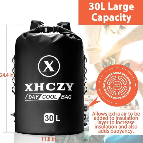 حقيبة تبريد ناعمة ومبردة على الظهر من X XHCZY، عازلة وتبريد لمدة 24+ ساعة، مقاومة للتسرب ومقاومة للماء، حقيبة تبريد جافة للتخييم، الكاياك، SUP، المشي لمسافات طويلة، النزهة والشاطئ، 30 لتر in Saudi Arabia