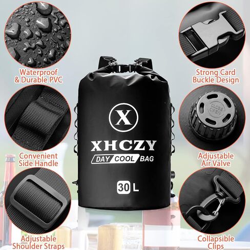 حقيبة تبريد ناعمة ومبردة على الظهر من X XHCZY، عازلة وتبريد لمدة 24+ ساعة، مقاومة للتسرب ومقاومة للماء، حقيبة تبريد جافة للتخييم، الكاياك، SUP، المشي لمسافات طويلة، النزهة والشاطئ، 30 لتر in Saudi Arabia