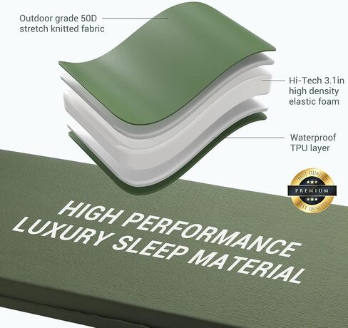 Elegear Self Inflating Sleeping Pad, 3.1" Ultra-Thick Memory Foam Camping Pad with Pillow Fast Inflating in 20s Insulated Camping Mattress Pad 4-Season Camp Sleeping Mat for Camping/Travel/Car/Tent in Kuwait