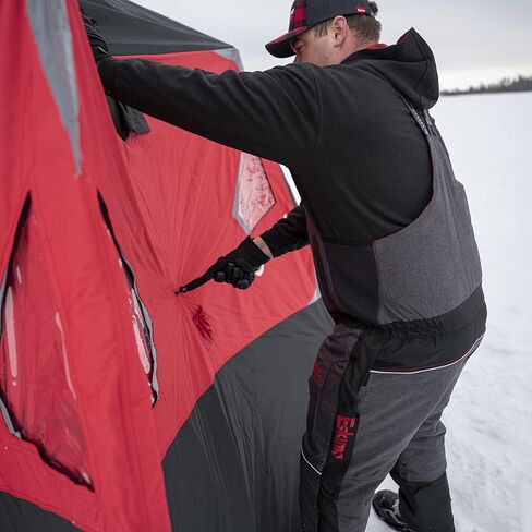 Eskimo Outbreak 850XD Pop-up Portable Insulated Ice Fishing Shelter, 114 sq ft. Fishable Area, 7-9 Person, Red/Black, 94" x 180" in Saudi Arabia