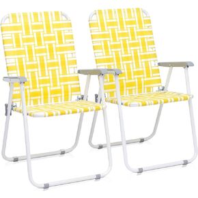 Patio Lawn Chairs Folding Chairs Set of 2, Webbed Folding Chair Outdoor Beach Chair Portable Camping Chair for Yard, Garden (Blue 1) in Saudi Arabia