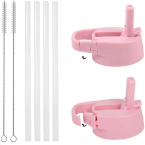 Iron °Flask Carabiner Straw Lid for Wide Mouth Insulated Sports Water Bottles, Simple BPA Free, 2 Lids, 4 Straws, 2 Cleaning Brushes