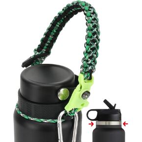 QeeCord 2.0 Paracord Handle for Hydroflask 2.0 Wide & Standard Mouth Water Bottles Strap Carrier with New Safety Ring Holder, 12oz - 64oz in Kuwait