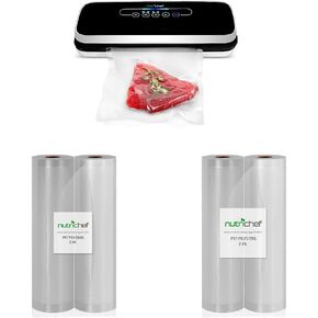 NutriChef Automatic Vacuum Air Sealing System Preservation & NutriChef Vacuum Sealer Bags 11x50 Rolls 2 pack & NutriChef Vacuum Sealer Bags 8x50 Rolls 2 pack for Food Saver in Kuwait