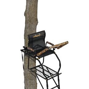 Muddy 1-Person Huntsman Deluxe Steel Ladder Tree Stand, 17 ft Tall | 300 lb Capacity - Hunting Treestand with Lumbar Support Seat, Flip-Back Adjustable Shooting Rail & Silencer Technology in Saudi Arabia