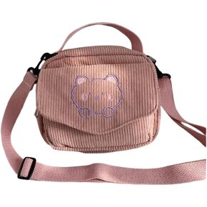 Cute Bear Japanese Vintage Corduroy Shoulder Bag for Women Causal Daypack for Men Present (Beige) in Saudi Arabia