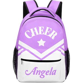 Personalized Cheerleader Backpacks Name Waterproof Laptop Bags Purple Cheer