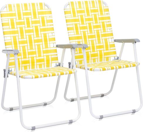 Patio Lawn Chairs Folding Chairs Set of 2, Webbed Folding Chair Outdoor Beach Chair Portable Camping Chair for Yard, Garden (Blue 1) in Saudi Arabia