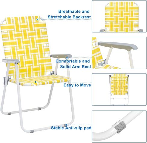 Patio Lawn Chairs Folding Chairs Set of 2, Webbed Folding Chair Outdoor Beach Chair Portable Camping Chair for Yard, Garden (Blue 1) in Saudi Arabia