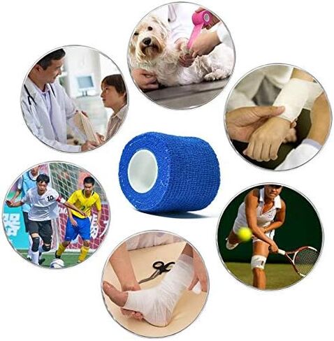 (12-Pack) 1" x 5 Yards | Self Adhesive Bandage Wrap, Kuvvfe Athletic Elastic Cohesive Bandage for Sports Injury,Strain,Knee & Wrist,Ankle Sprains & Swelling First Aid in Saudi Arabia