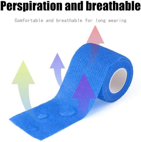 (12-Pack) 1" x 5 Yards | Self Adhesive Bandage Wrap, Kuvvfe Athletic Elastic Cohesive Bandage for Sports Injury,Strain,Knee & Wrist,Ankle Sprains & Swelling First Aid in Saudi Arabia