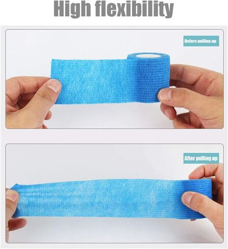 (12-Pack) 1" x 5 Yards | Self Adhesive Bandage Wrap, Kuvvfe Athletic Elastic Cohesive Bandage for Sports Injury,Strain,Knee & Wrist,Ankle Sprains & Swelling First Aid in Saudi Arabia