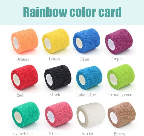 (12-Pack) 1" x 5 Yards | Self Adhesive Bandage Wrap, Kuvvfe Athletic Elastic Cohesive Bandage for Sports Injury,Strain,Knee & Wrist,Ankle Sprains & Swelling First Aid in Saudi Arabia