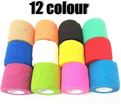 (12-Pack) 1" x 5 Yards | Self Adhesive Bandage Wrap, Kuvvfe Athletic Elastic Cohesive Bandage for Sports Injury,Strain,Knee & Wrist,Ankle Sprains & Swelling First Aid in Saudi Arabia