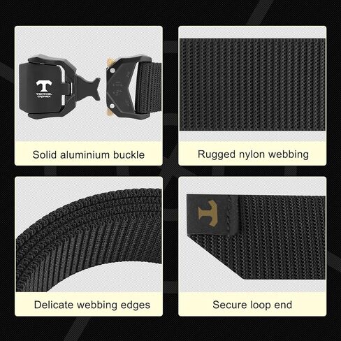 أحزمة تكتيكية للرجال، حزام المشي لمسافات طويلة العسكري مقاس 1.5 بوصة من النايلون، حزام عمل مخفي، حزام حمل سريع الإصدار، حزام EDC in Kuwait