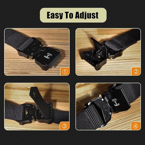 أحزمة تكتيكية للرجال، حزام المشي لمسافات طويلة العسكري مقاس 1.5 بوصة من النايلون، حزام عمل مخفي، حزام حمل سريع الإصدار، حزام EDC in Kuwait