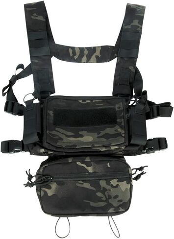 Roseboon Tactical Vest Outdoor Chest Rig Ultra-Light Breathable Combat Training Vest Adjustable for Adult Modular Chest Rig in Kuwait