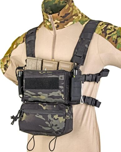 Roseboon Tactical Vest Outdoor Chest Rig Ultra-Light Breathable Combat Training Vest Adjustable for Adult Modular Chest Rig in Kuwait