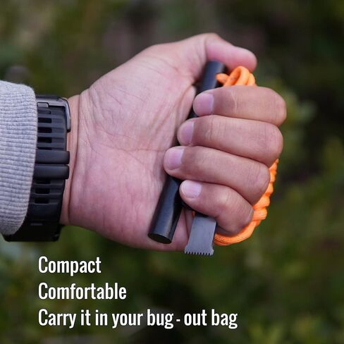 FERROFIRE FS124CK Heavy Duty Large Ferro Rod Fire Starter with 4 inch Long x 1/2 inch Thick Magnesium Flint and Steel Ferrocerium Rod Carbon Steel Striker 550 Paracord Lanyard Handle for Camping BBQ in Kuwait