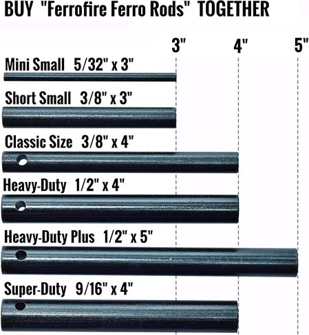 FERROFIRE FS124CK Heavy Duty Large Ferro Rod Fire Starter with 4 inch Long x 1/2 inch Thick Magnesium Flint and Steel Ferrocerium Rod Carbon Steel Striker 550 Paracord Lanyard Handle for Camping BBQ in Kuwait
