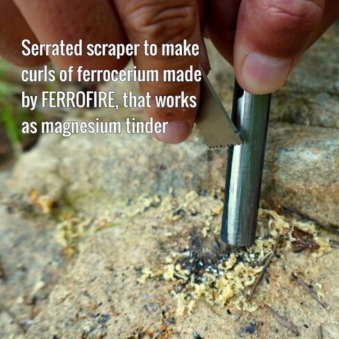 FERROFIRE FS124CK Heavy Duty Large Ferro Rod Fire Starter with 4 inch Long x 1/2 inch Thick Magnesium Flint and Steel Ferrocerium Rod Carbon Steel Striker 550 Paracord Lanyard Handle for Camping BBQ in Kuwait